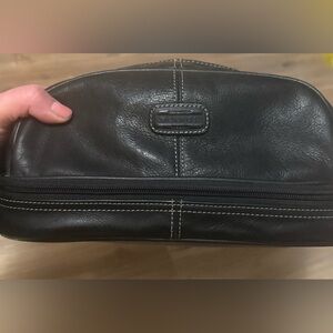 Fossil Dark Leather Toiletry Bag